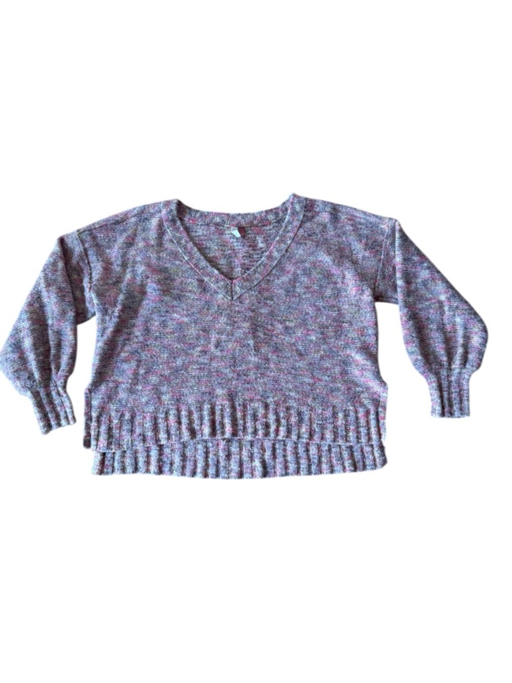 Pilcro Anthropologie Deep V Knit Sweater Chunky Multi Colored Pastel Small - Picture 3 of 9